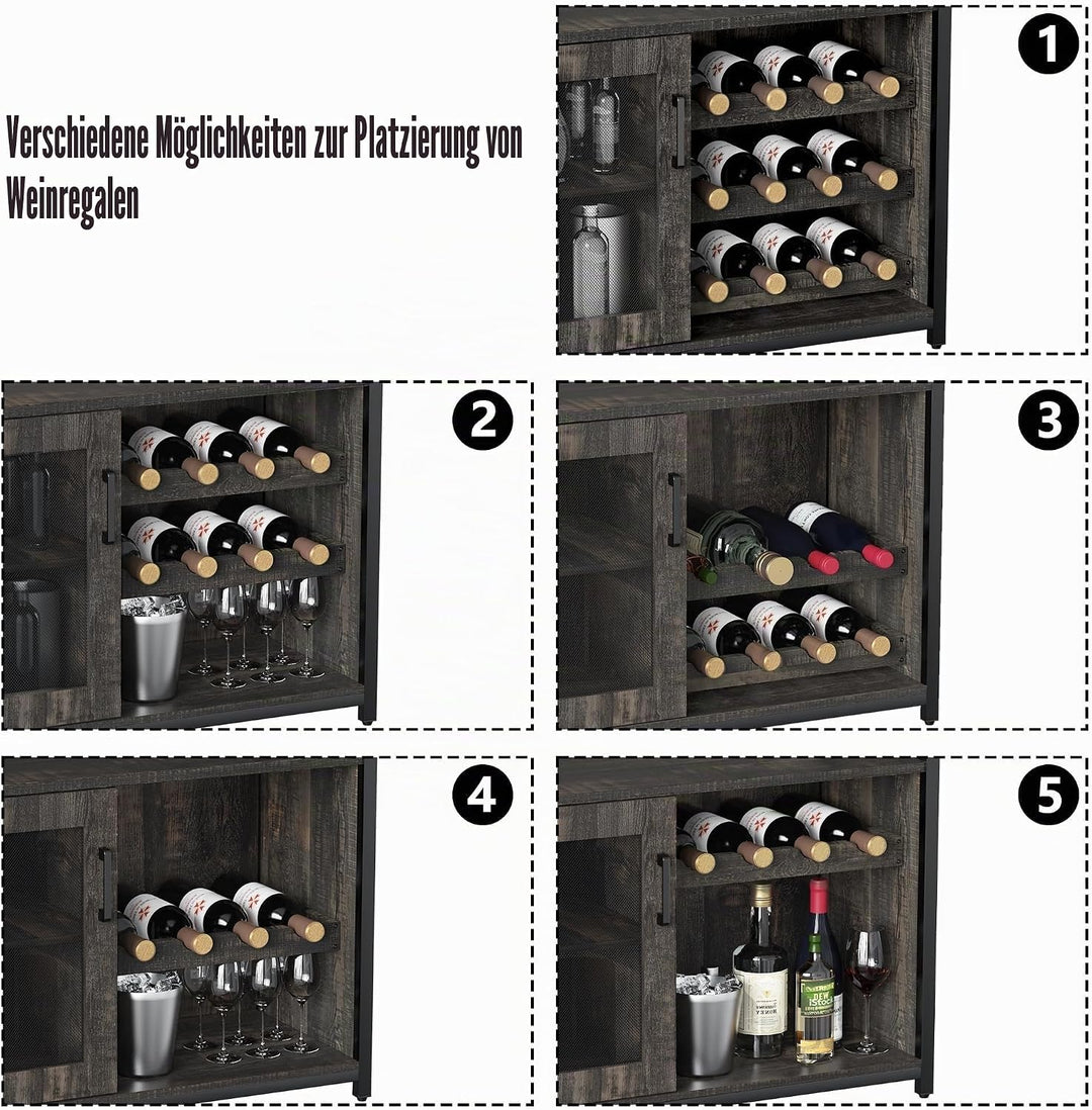 GarveeHome Weinschrank Industrial Mit Verstellbarem Weinregal Und Glashalter, Getränkeaufbewahrung F