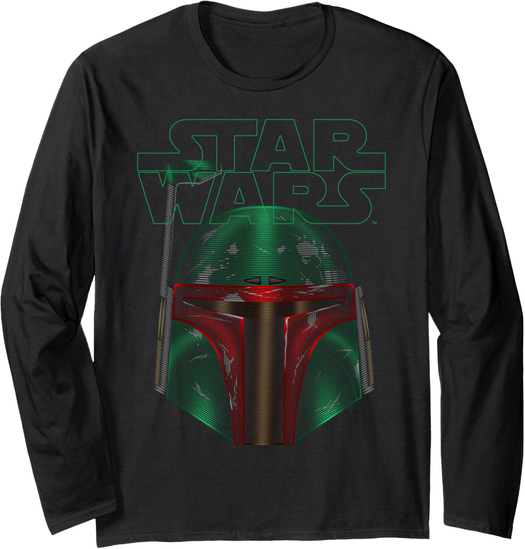 Star Wars Boba Fett Line Portrait Movie Logo Langarmshirt