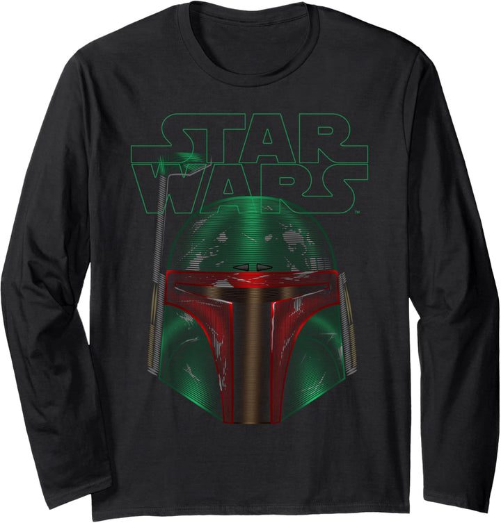 Star Wars Boba Fett Line Portrait Movie Logo Langarmshirt