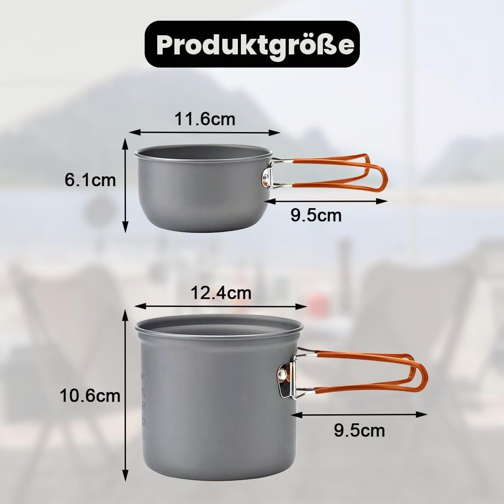Camping Kochgeschirr Set, Tragbar Camping Geschirr Set Ultraleicht Camping Topf Pfanne Set klappbare