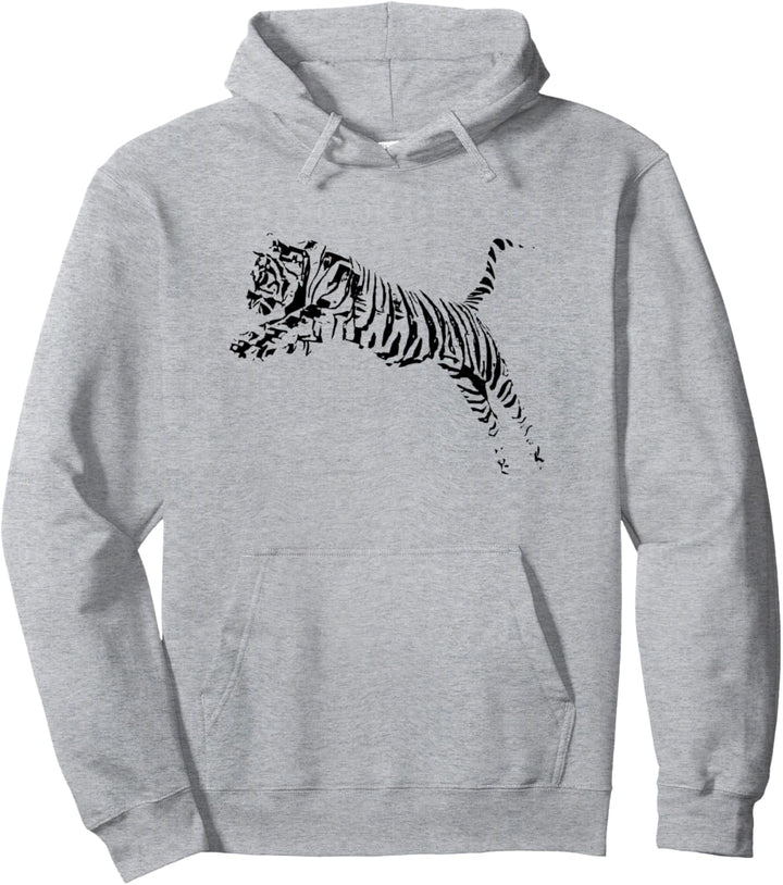 Tiger Motiv Raubkatzen Dschungel Katzen Zähne Krallen Tiger Pullover Hoodie