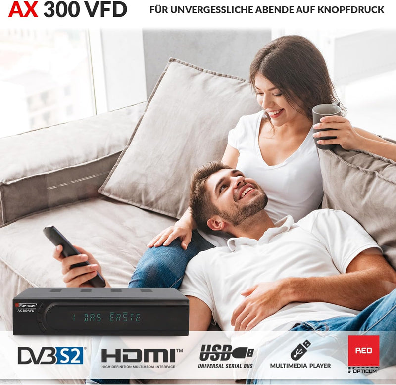 RED OPTICUM AX 300 VFD Sat Receiver mit PVR I Digitaler Satelliten-Receiver HD mit alphanumerischem