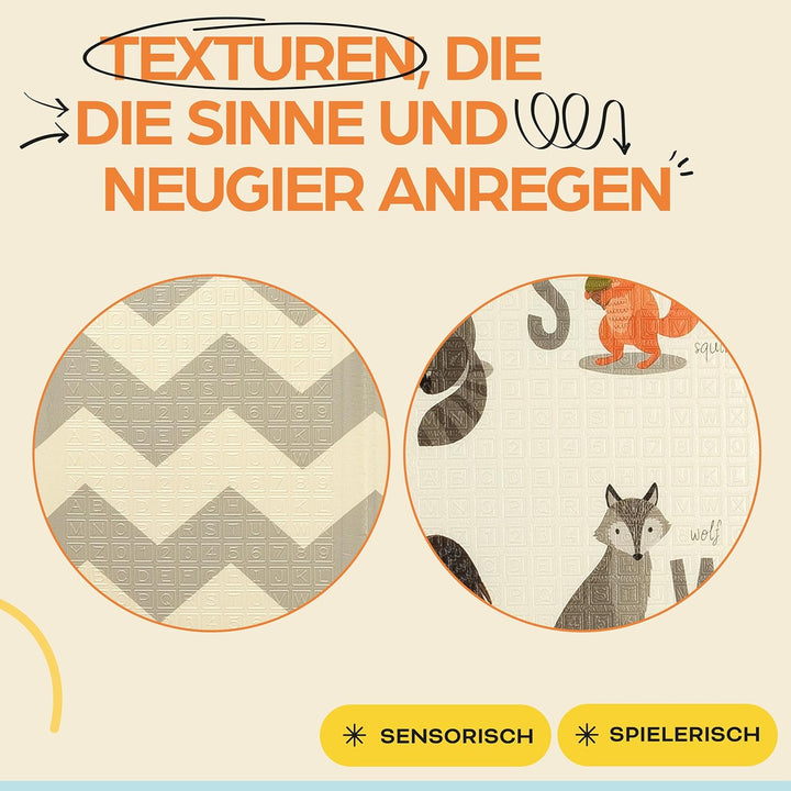 Baby-Spielmatte, faltbar, sensorisch, wasserdicht, ungiftig, wendbar. Vielseitige Matte, perfekt zum