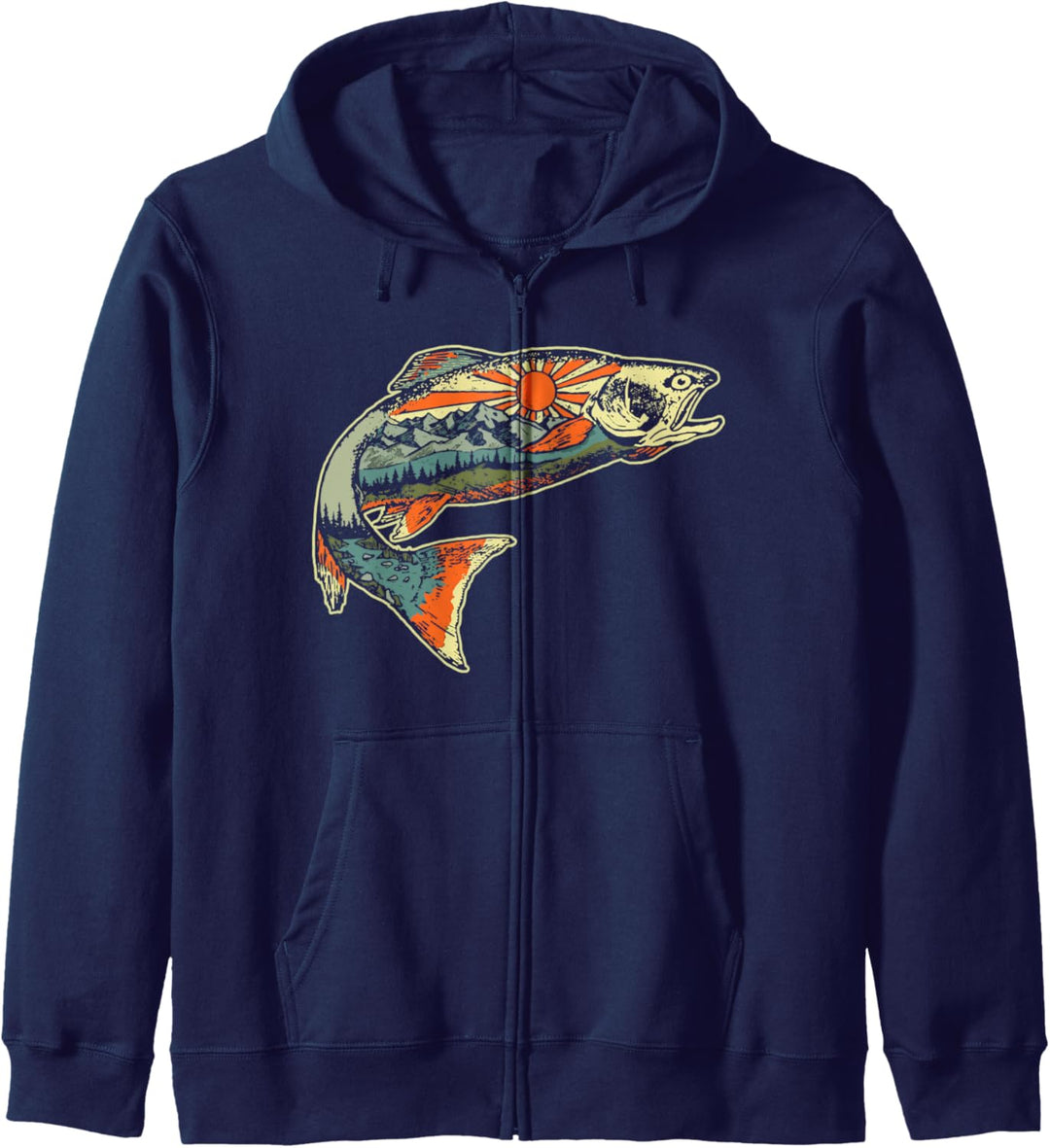 Trout Outdoor Illustration Series - Vintage Sun Kapuzenjacke