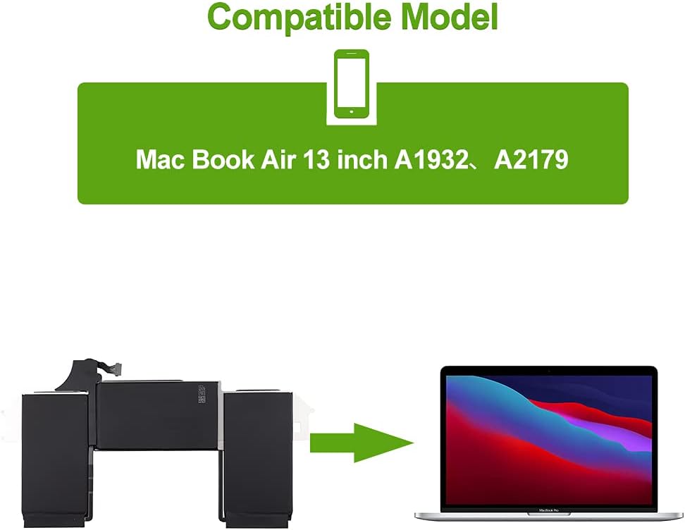 SwarKing Ersatz Akku Kompatibel mit Mac Book Air 13 inch A1932 A2179 2018 2019 2020 Version A1965 wi