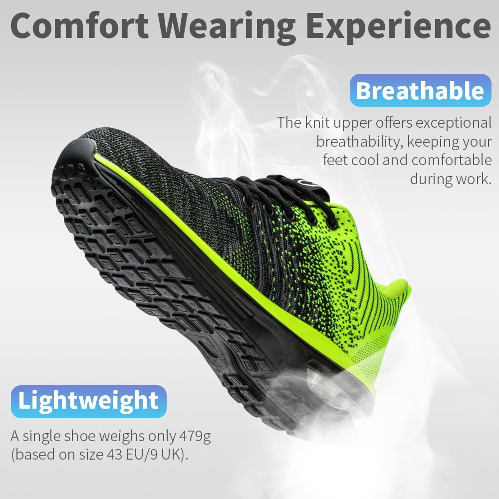 Nasogetch Sicherheitsschuhe Damen Herren Stahlkappenschuhe Arbeitsschuhe Sportlich Atmungsaktiv 36 E