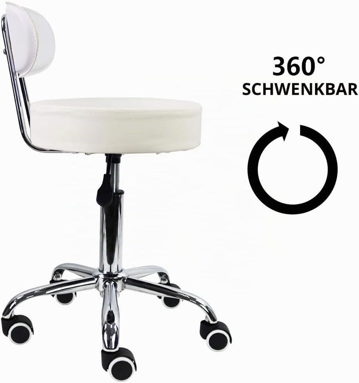 KKTONER Rollhocker mit Rückenlehne 360° drehbar Arbeitshocker höhenverstellbar 48-64cm für Büro Salo