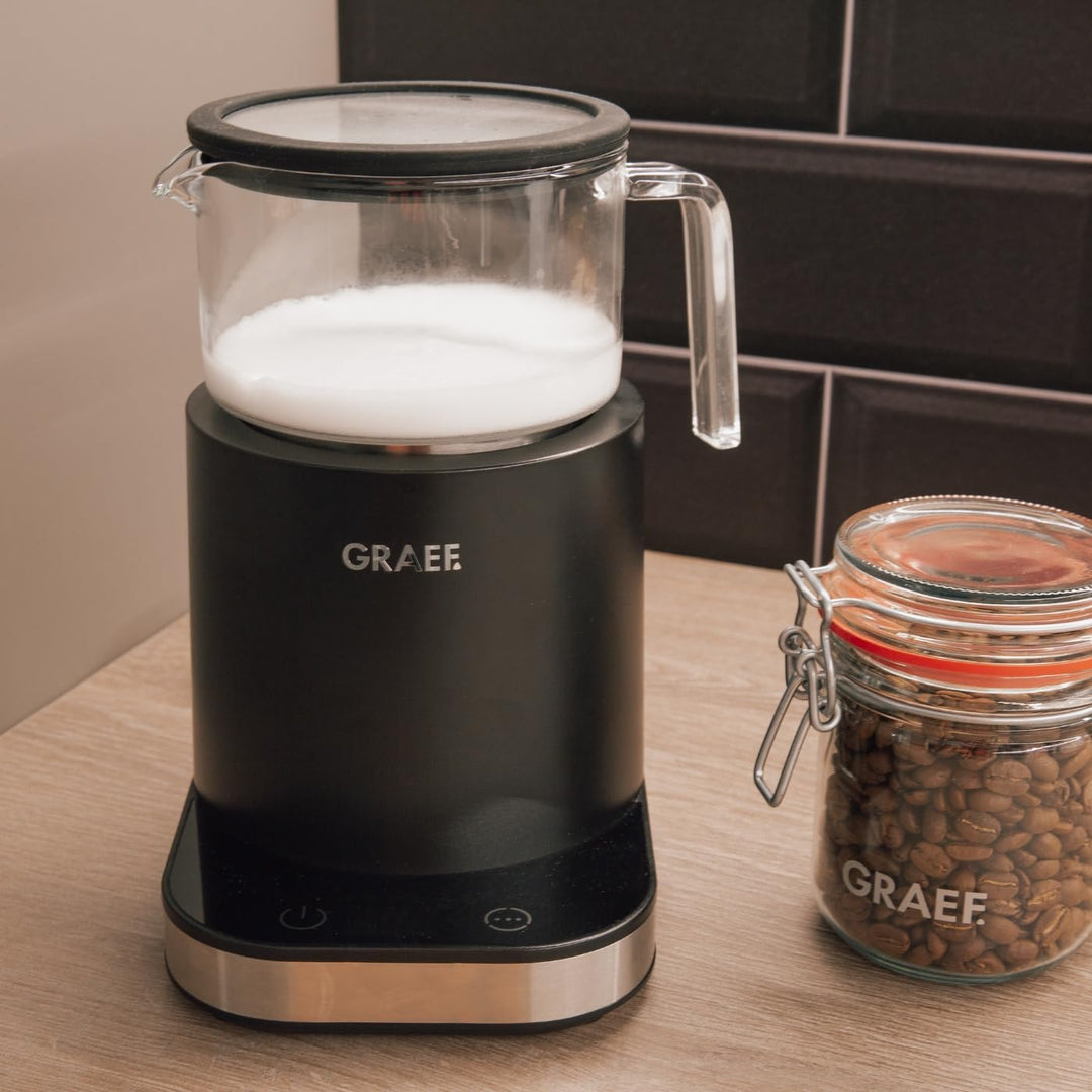 GRAEF Glas-Milchaufschäumer MS902, Induktion, 6 Automatik-Programme, Touch-Display, bis zu 400ml Mil