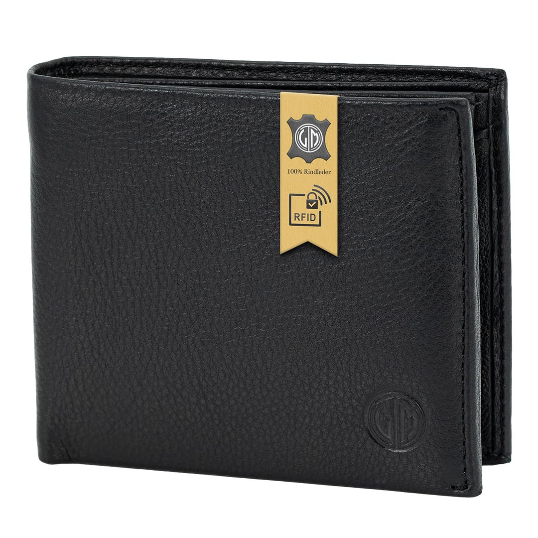 LINDENMANN Portemonnaie Herren Leder/Geldbeutel Herren, RFID, Rindleder, schwarz