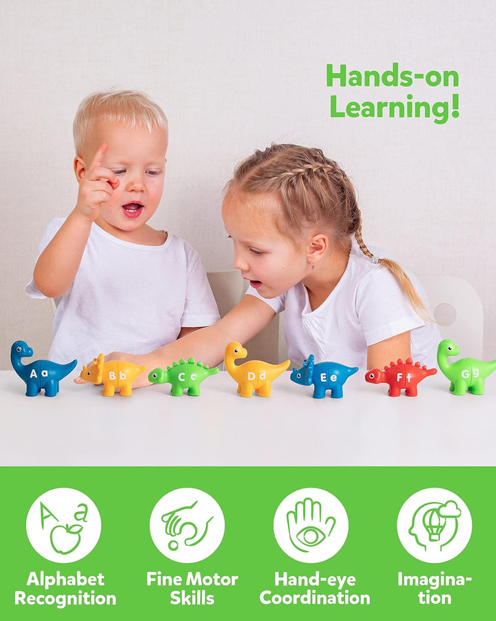 Coogam Matching Letters Feinmotorik Spielzeug, 26 PCS Double-Sided ABC Dinosaurier Alphabet Spiel mi