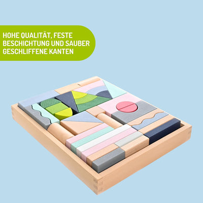 EveEarth Stylische Bauklötze EE33899 für Kinder ab 12 Monaten, Pastell