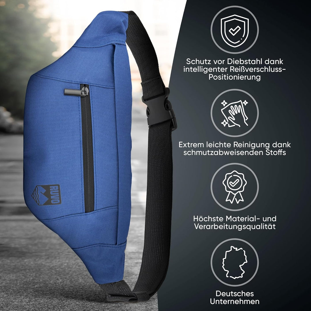 RUVO® Bauchtasche Herren und Damen | Diebstahlsichere Bauchtasche | Outdoor Gürteltasche Herren & Da