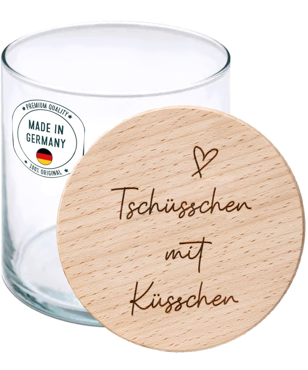 Abschiedsgeschenk – Geschenkglas mit Gravur für eine humorvolle Verabschiedung | Abschied Kollegin J