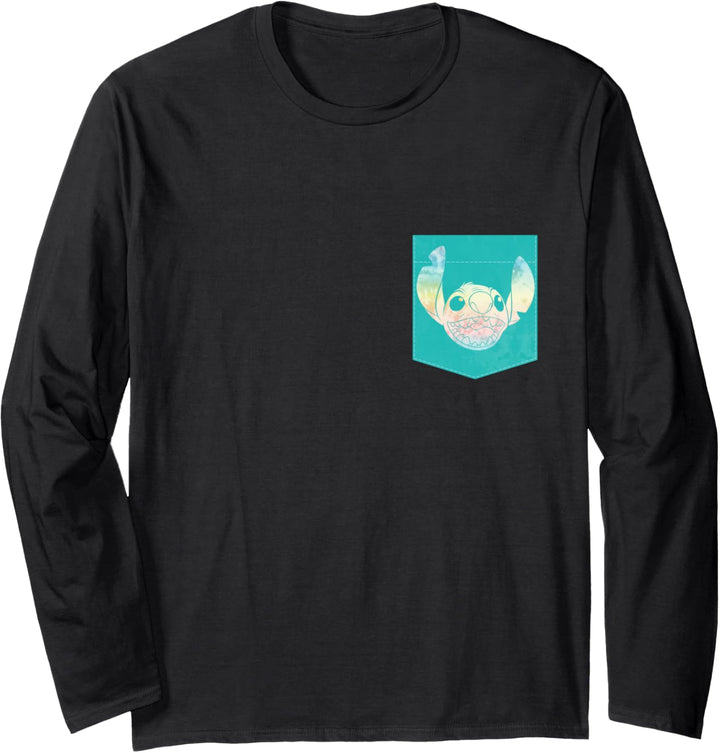 Disney Lilo and Stitch Tie Dye Face Faux Pocket Langarmshirt