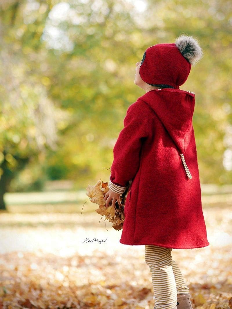 STOFFKONTOR Walkloden Wollstoff Meterware, 100% Wolle, Farbe Dunkel-Rot, Isolierend & Beidseitig ver