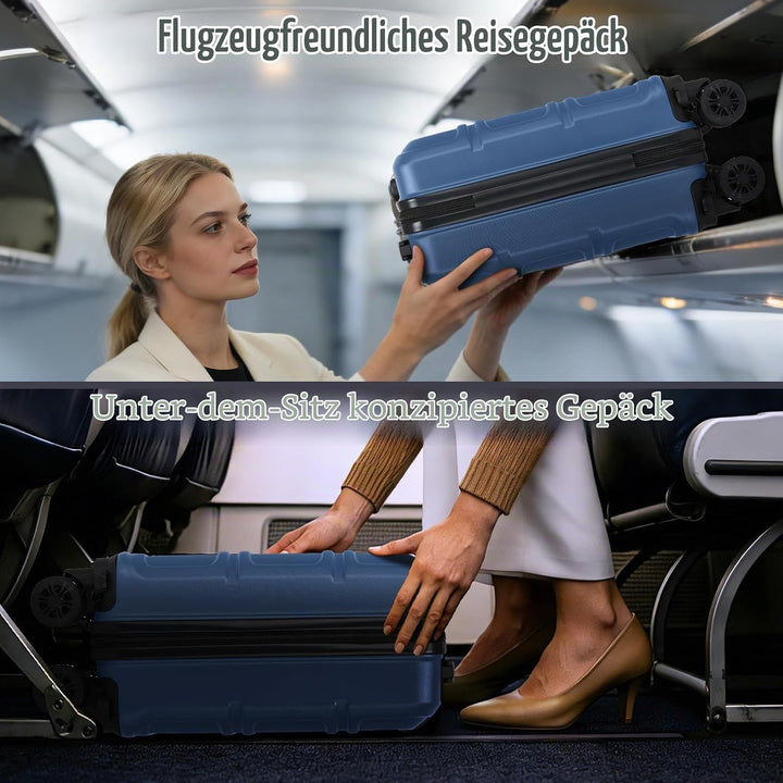KONO Koffer Trolley Reisekoffer aus ABS+PC – Leichter Hartschalenkoffer mit 4 Zwillingsrollen und TS