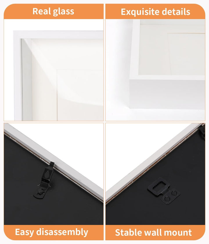 3D Bilderrahmen zum Befüllen Weiss 30x40cm, Holz MDF 3D Objektrahmen mit Glas, 3cm Tiefer Bilderrahm