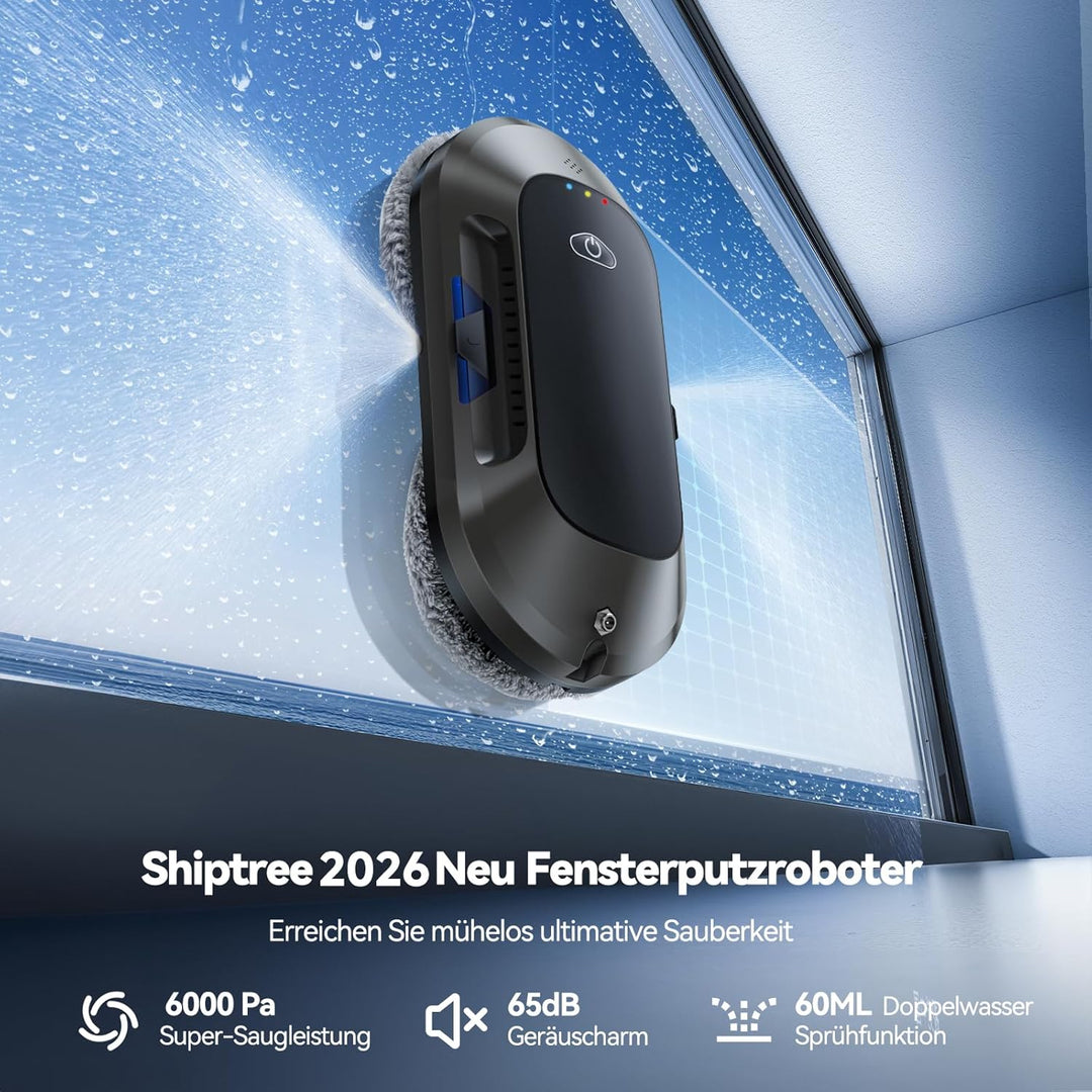 2026 Neu Fensterputzroboter mit Doppeldüsen-Sprühfunktion, 6000Pa Elektrischer Fensterroboter Für Fe