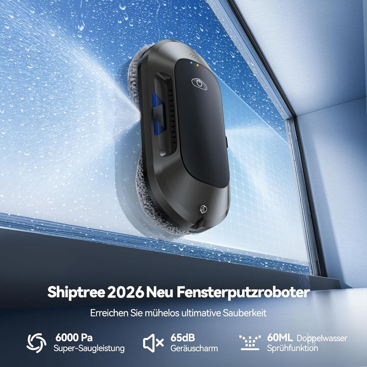 2026 Neu Fensterputzroboter mit Doppeldüsen-Sprühfunktion, 6000Pa Elektrischer Fensterroboter Für Fe