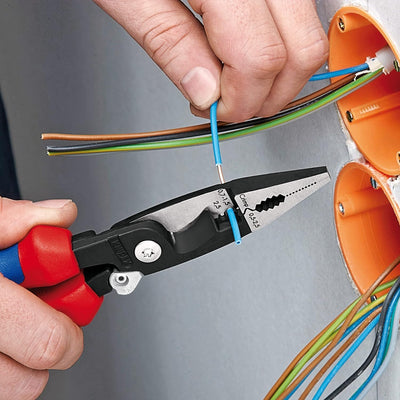 Knipex Elektro-Installationszange schwarz atramentiert, mit Mehrkomponenten-Hüllen 200 mm 13 82 200