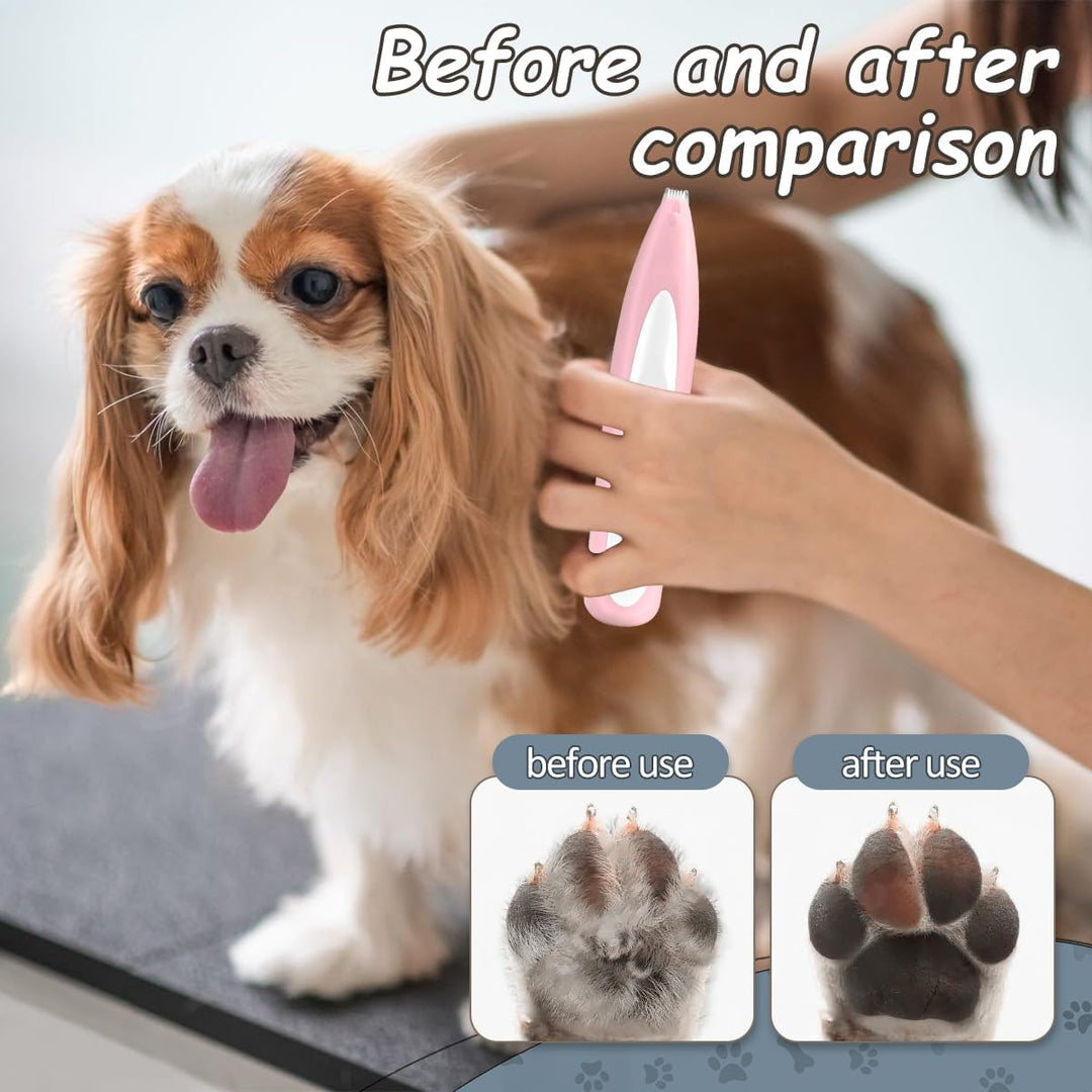 Pfotentrimmer für Hunde/Katze Rosa,Hundeschermaschine mit LED-Licht,Hunde Haarschneidemaschine Wasse