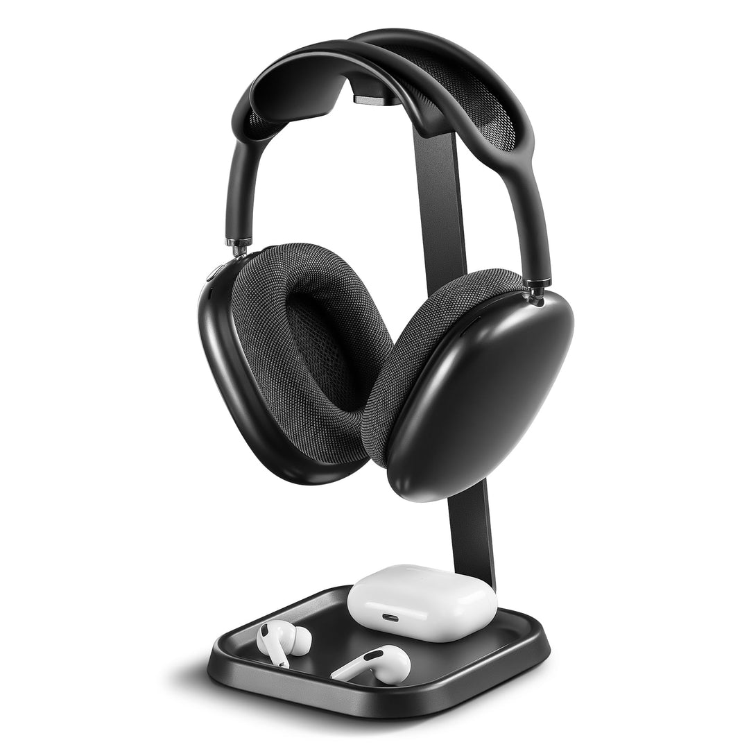 Kopfhörer Ständer, Gebogener Headset Halterung mit Ablagefach, Schwere Basis Gaming Kopfhörer Halter