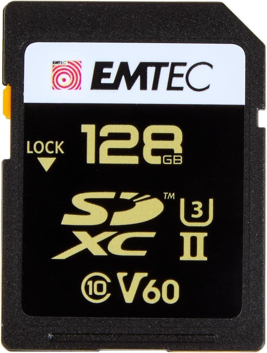 Emtec SpeedIN Pro+ SD-Speicherkarte 128GB, SDXC UHS-II U3 V60, Full HD, 3D, 4K, 8K UHD, Lesegeschwin