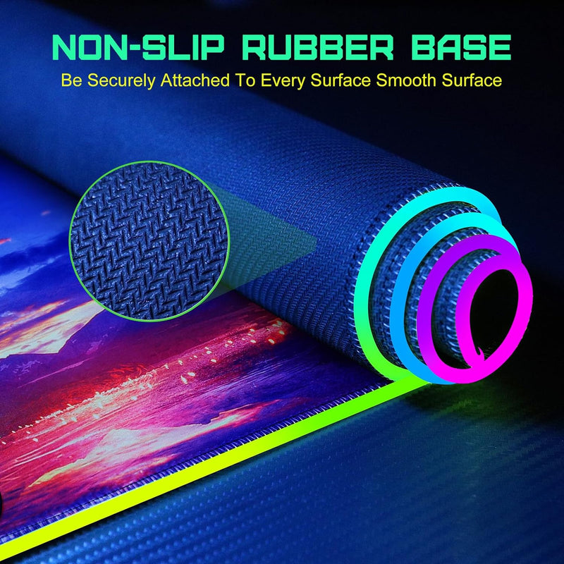 GIM RGB Gaming Mauspad XXL Mousepad 800 x 300 x 4cm Mauspads mit Sternmotiv unterlage PC Maus Pad An