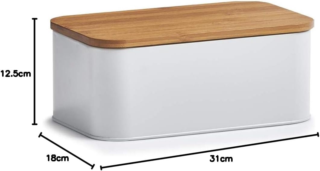 Zeller 25370 Brotkasten, Metall, weiss, 31 x 18 x 12.5 cm Weiss 31 x 18 x 12.5 cm, Wei&amp;