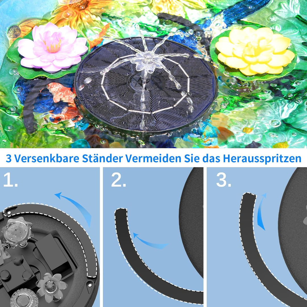 AISITIN 2PCS Solar Springbrunnen für Aussen mit Düsenaufbewahrung, 3,5W Solarbrunnen für Draussen mi