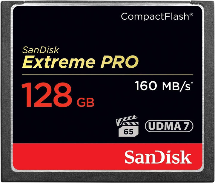 SanDisk Extreme Pro CompactFlash Speicherkarte 128GB (UDMA7, 4K-UHD- und Full-HD-Videos, VPG 65, tem