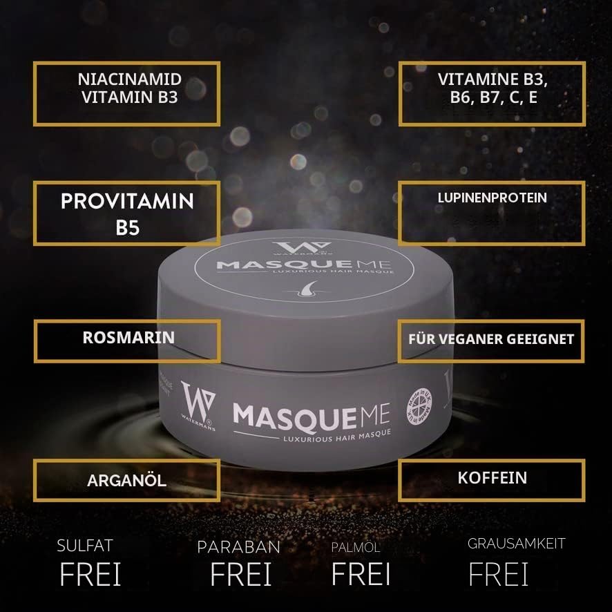 Watermans 8-1 Haarmaske Äusserst nährende Haarmaske mit Arganöl, Koffein, Rosmarin &amp; B3 B5, B6, C,E