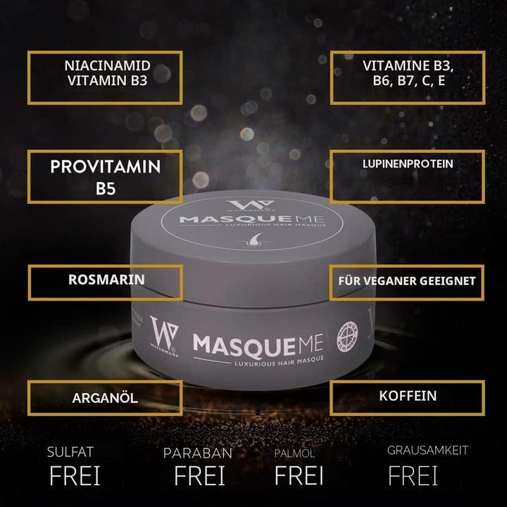 Watermans 8-1 Haarmaske Äusserst nährende Haarmaske mit Arganöl, Koffein, Rosmarin &amp; B3 B5, B6, C,E