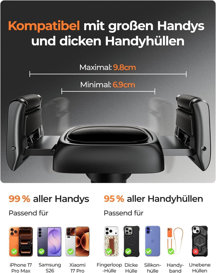LISEN Vakuum Handyhalterung Auto - [Selbstanpassend] [Pionier-Design] Handyhalterung Auto mit Snapmo