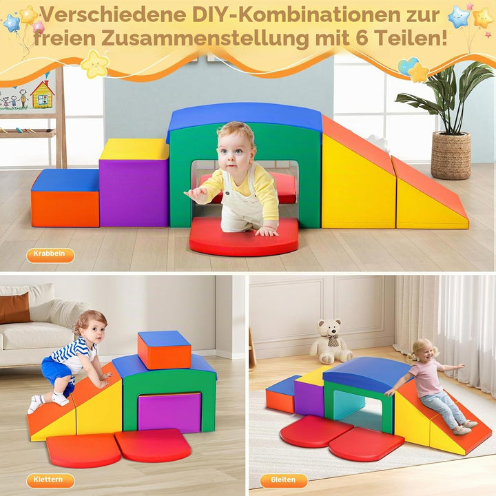 Baby-Schaumstoffbausteine, Softplay-Set für Kleinkinder von 1–3 Jahren, Baby-Kletterturm mit Rutsche