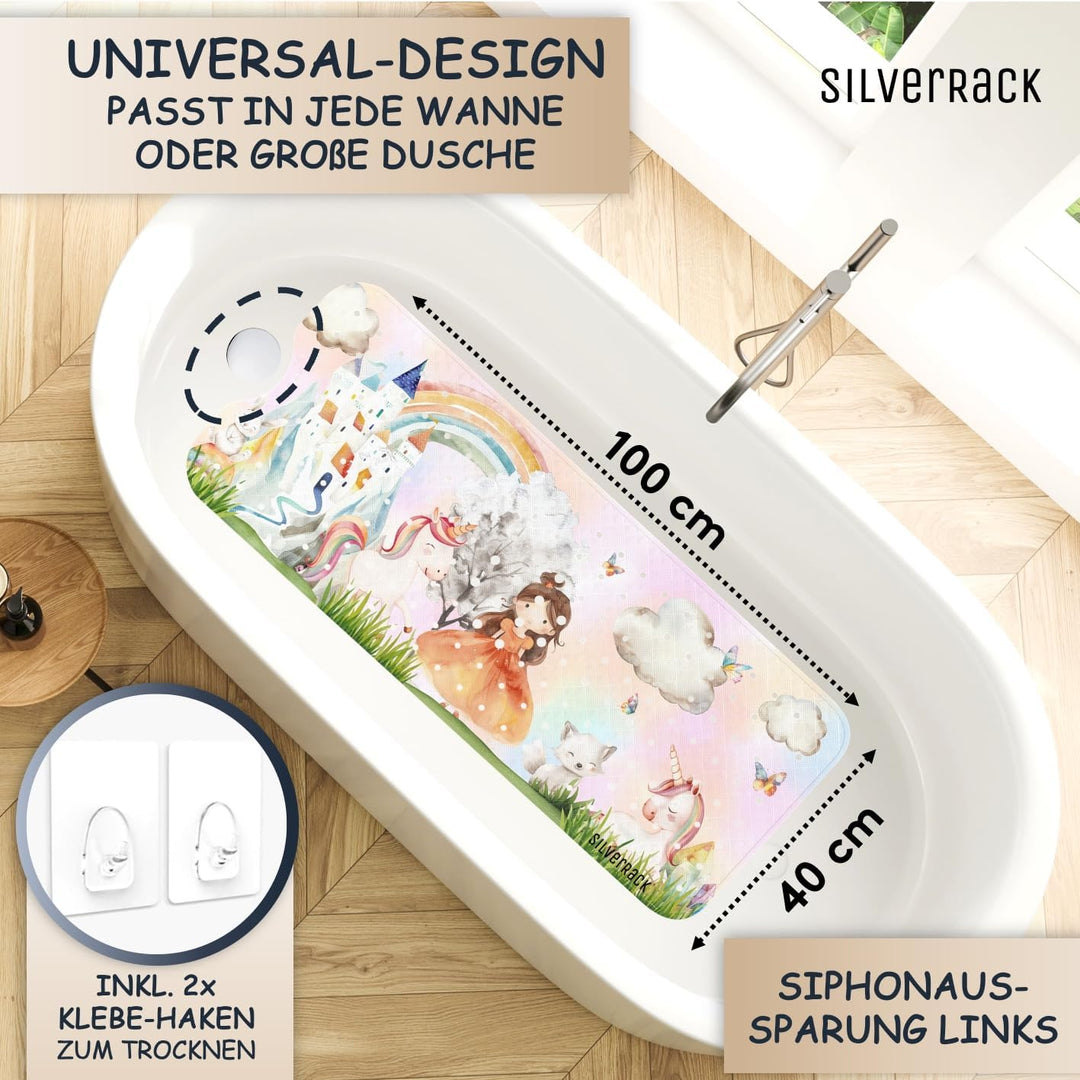 Badewannenmatte Kinder rutschfest [100x40cm] - Antirutschmatte Badewanne BPA frei - Badematte Kinder