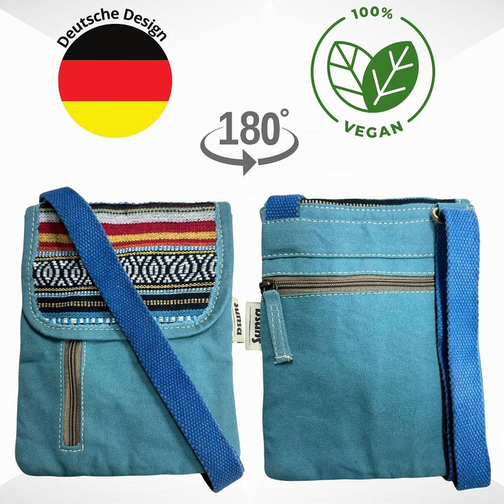 Sunsa Damen Umhängetasche. Nachhaltige Crossover Tasche. Vegane Kleine Messenger Bag mit mehreren Fä