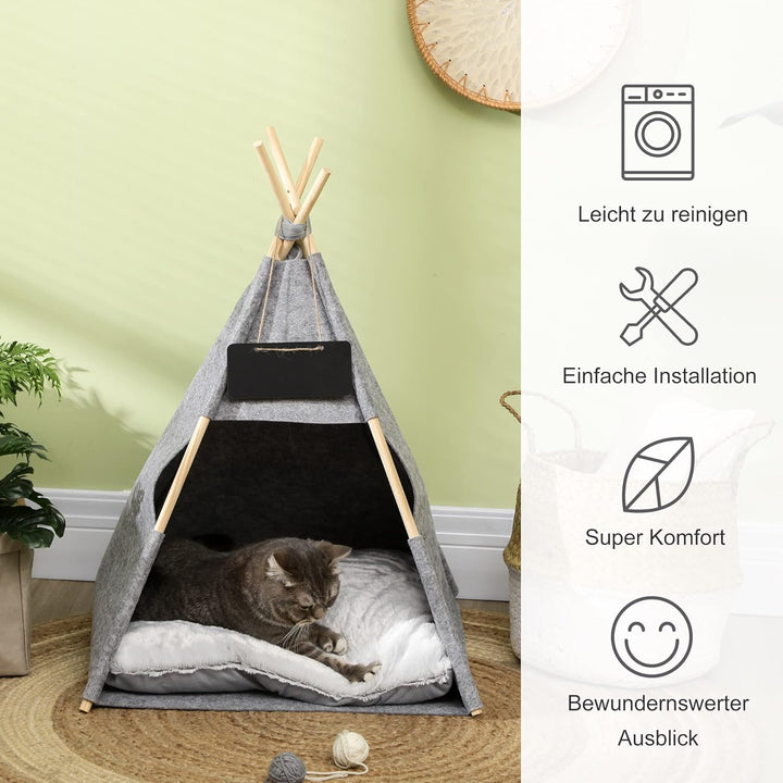 PawHut Haustierzelt Katzenhaus Hundezelt Katzenbett Katzenzelt mit weichem Kissen Plüsch Filz maschi