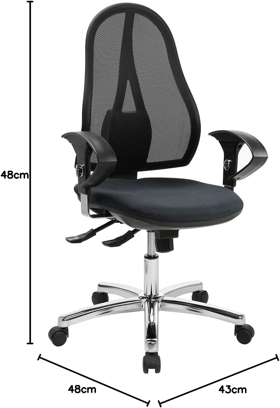 Topstar Open Point SY Deluxe inkl. AL U2 Chrom grau KC2 meliert Grau Kc2 Netzrücken schwarz, Grau Kc