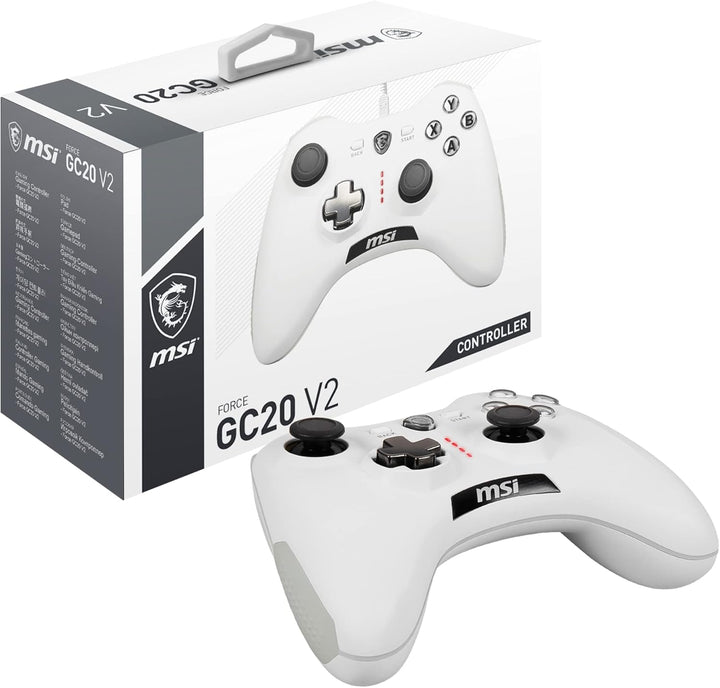 MSI FORCE GC20 V2 WHITE Kabelgebundener PC Gamepad Controller - austauschbare D-Pad Abdeckungen, zwe