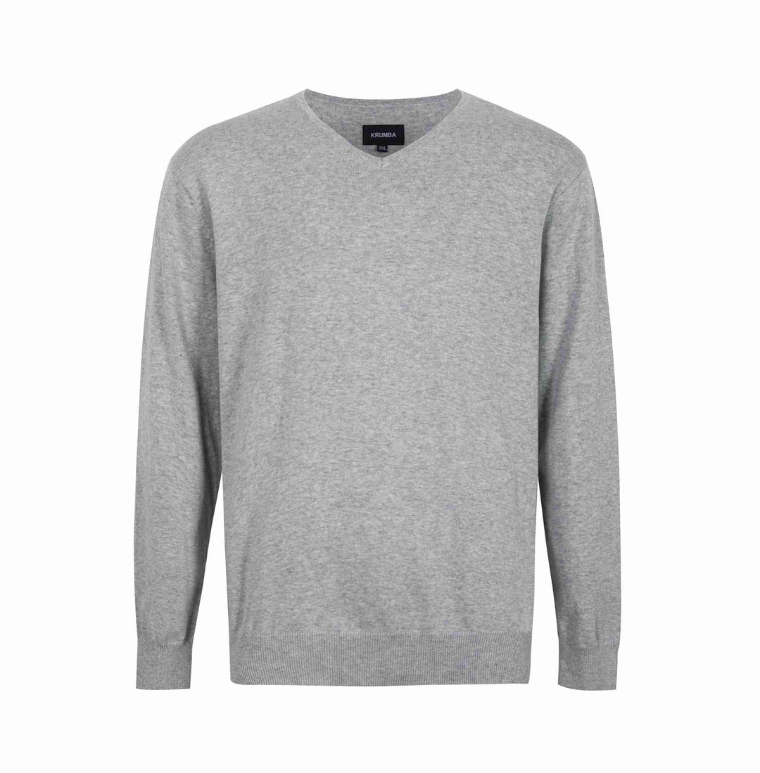 Krumba Herren Baumwolle Übergross V-Ausschnitt Klassik Pullover 3XL Grau, 3XL Grau