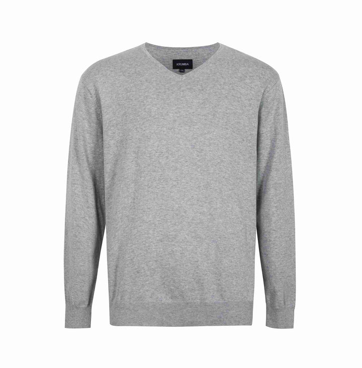 Krumba Herren Baumwolle Übergross V-Ausschnitt Klassik Pullover 3XL Grau, 3XL Grau