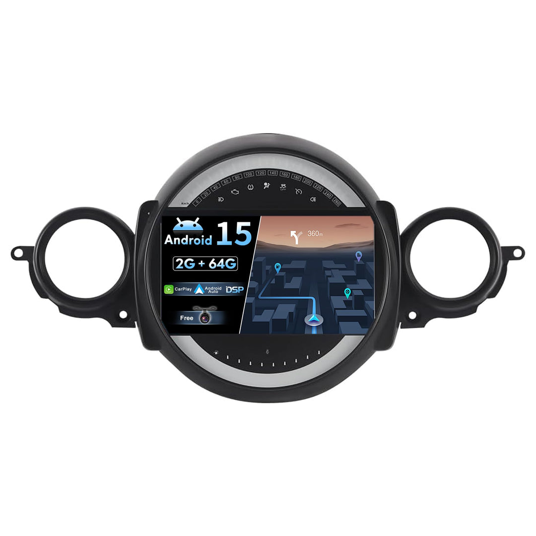Android 15 IPS Autoradio Passt für BMW Mini Cooper R55 R56 (2007-2013) - Eingebautes CarPlay Android