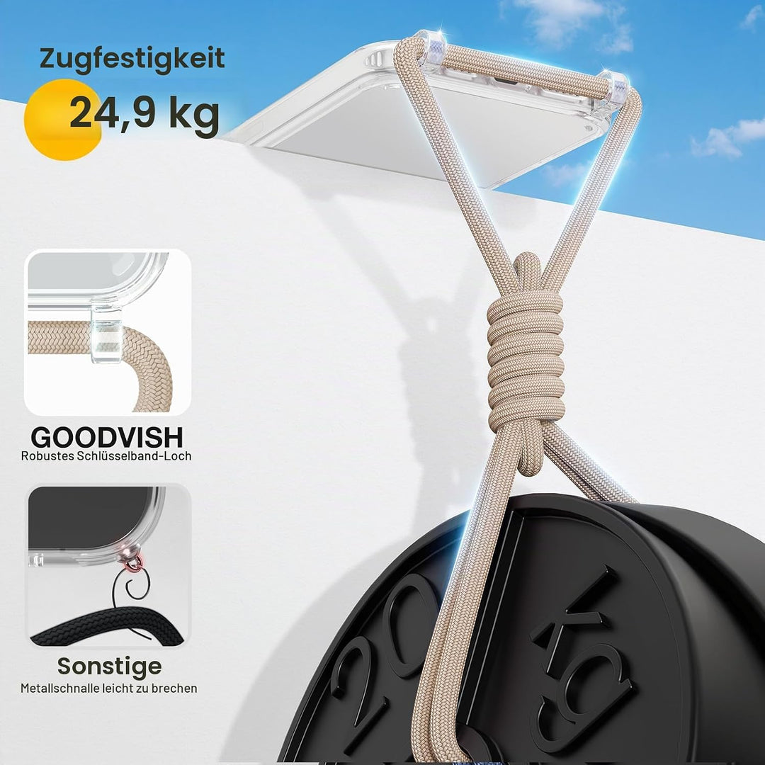 GOODVISH Handykette für iPhone 16 Hülle mit Band (6.1") | Kameraschutz und Bildschirmschutz | | Neck