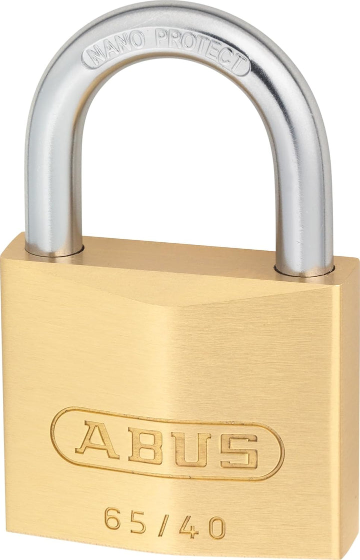 ABUS Vorhängeschloss Messing 65/40 - 4er Set, gleichschliessend - Kellerschloss, Spindschloss u. v.
