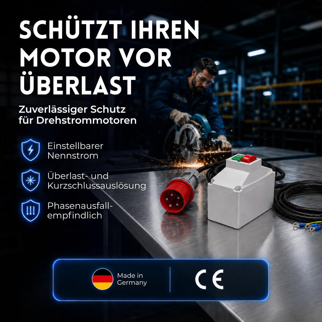 Motorschutzschalter ISKRA MS25 1,60-2,50A in Gehäuse mit Netz- und Motorkabel Netz- und Motorkabel g