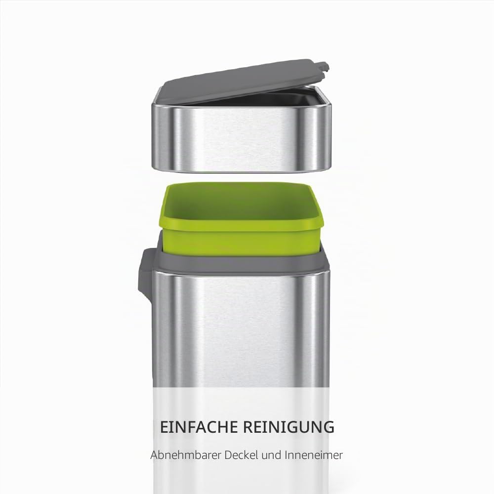 Simplehuman CW1645 4 Liter, Kompost-Caddy, Komposteimer für Küche mit Deckel, gebürsteter Stahl, 5 J