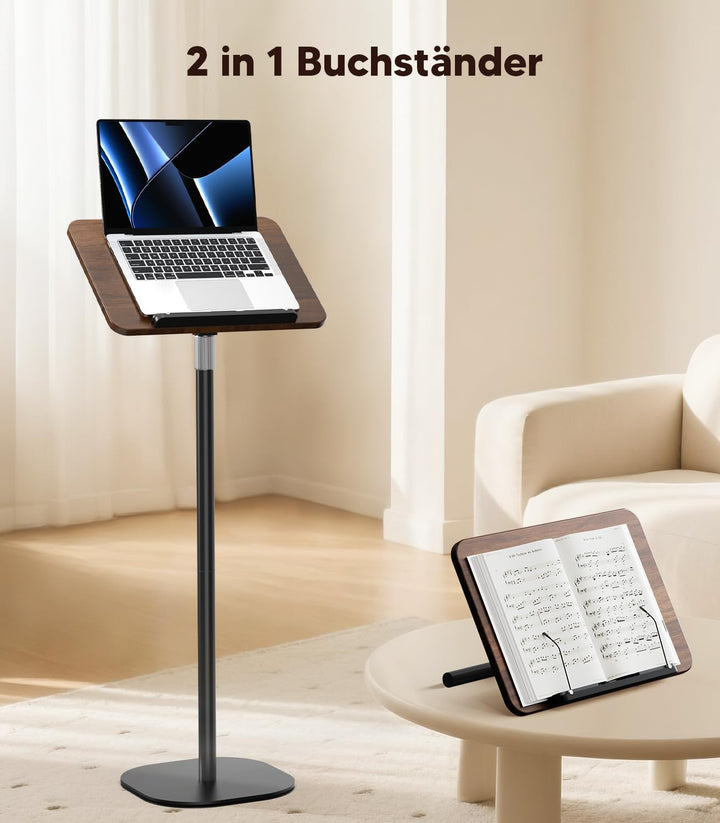 TURNRISE 2 in 1 Buchständer Book Stand Höhenverstellbarer Buchhalter für Boden/Tisch mit XXL-Platte