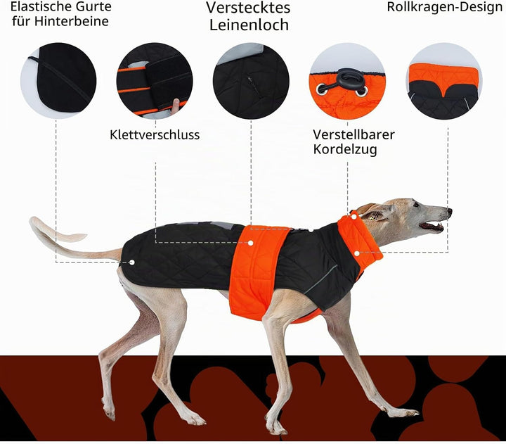 wasserdichte Salukis Mäntel, Hundepullover Fleece Windhund Jacke Schneeanzug Windhund Winter Outfit