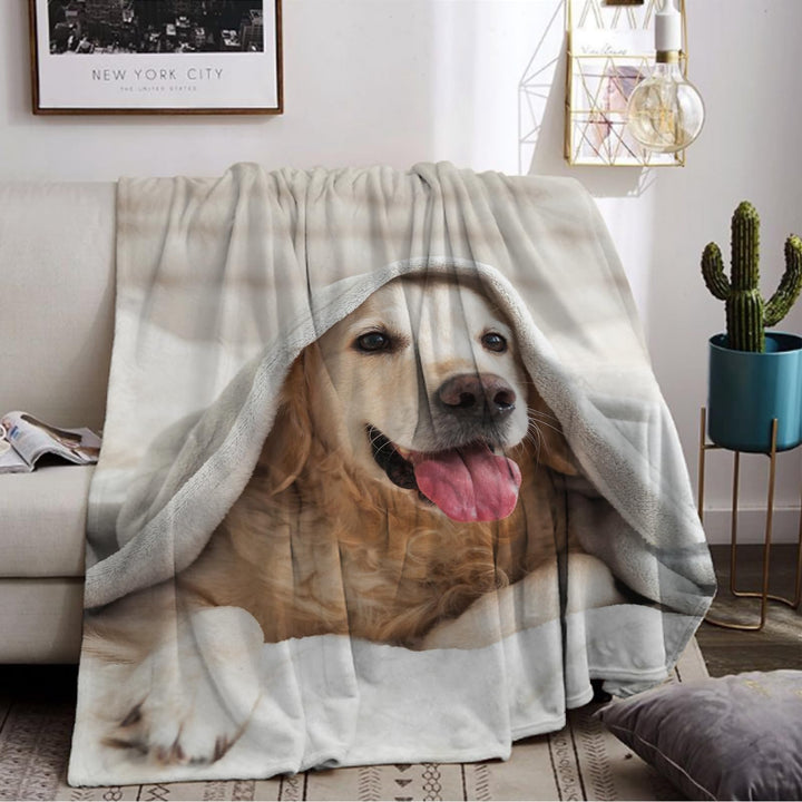 Hund Bedruckt Kuscheldecke, Kinderdecke 3D Druck Tier Hund Flauschige Plüsch Decke,Wohndecke Fleece